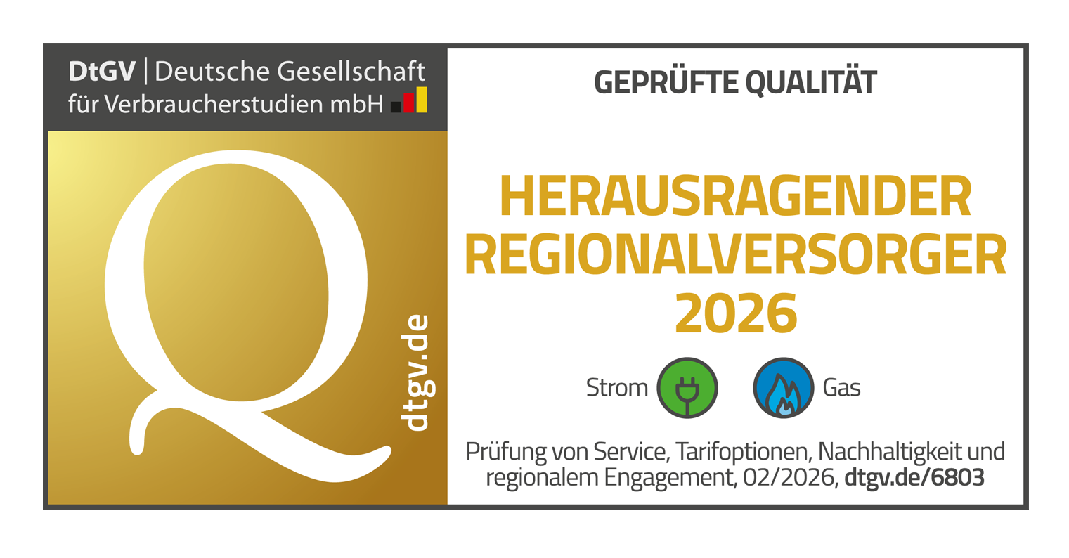 Q-Siegel - Herausragender Regionalversorger 2026 für Strom und Gas